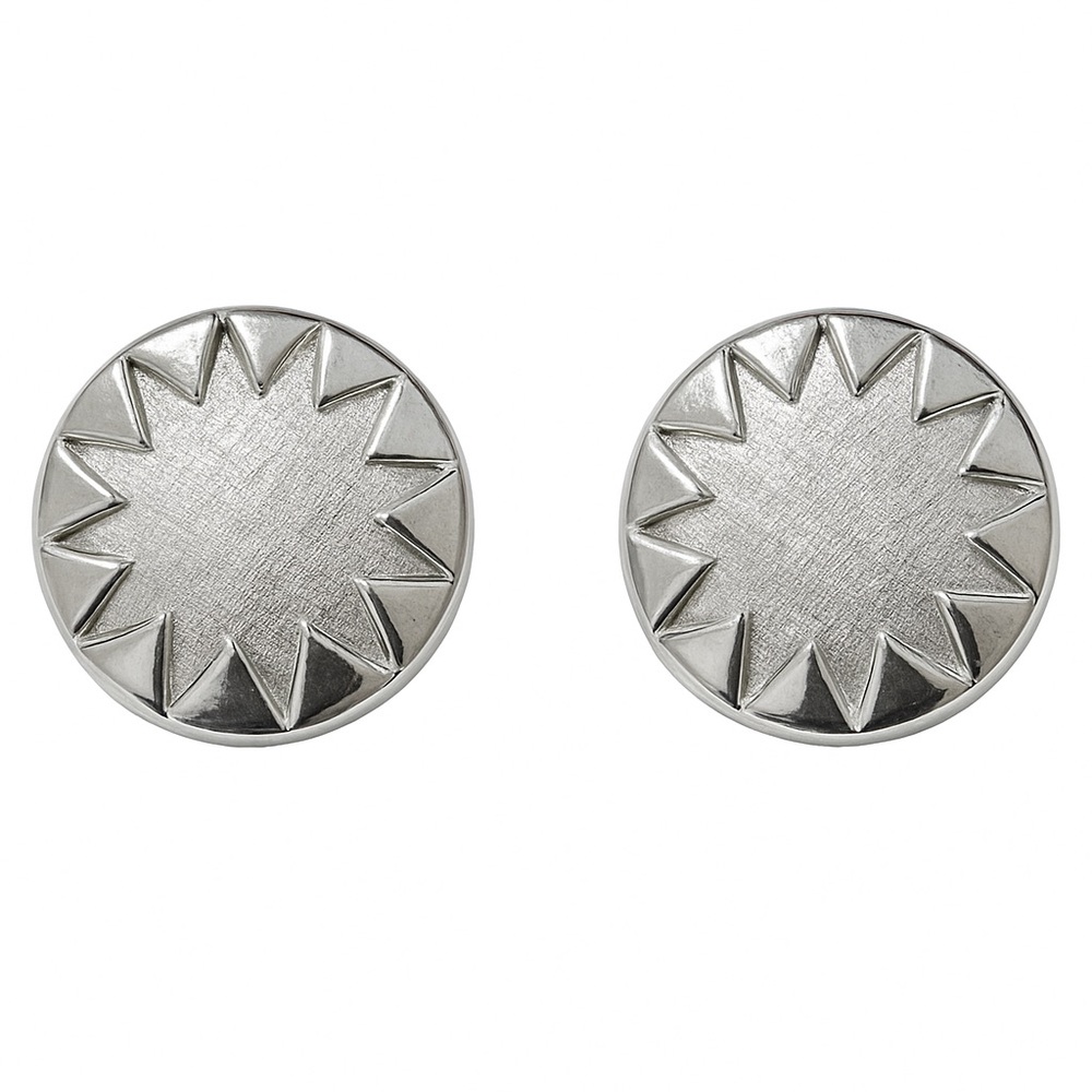 Vintage TRIFARI Silver Sunburst Clip-On Earrings | Signed
